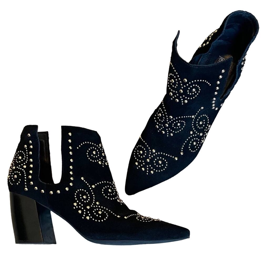 Jeffrey Campbell Suede Gold Studded Boots Size 9.5